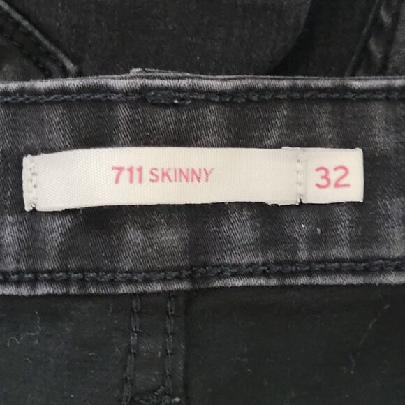 Levis 711 Skinny Jeans Womens Size 32 Black Mid-Rise Stretch Denim - Picture 5 of 8
